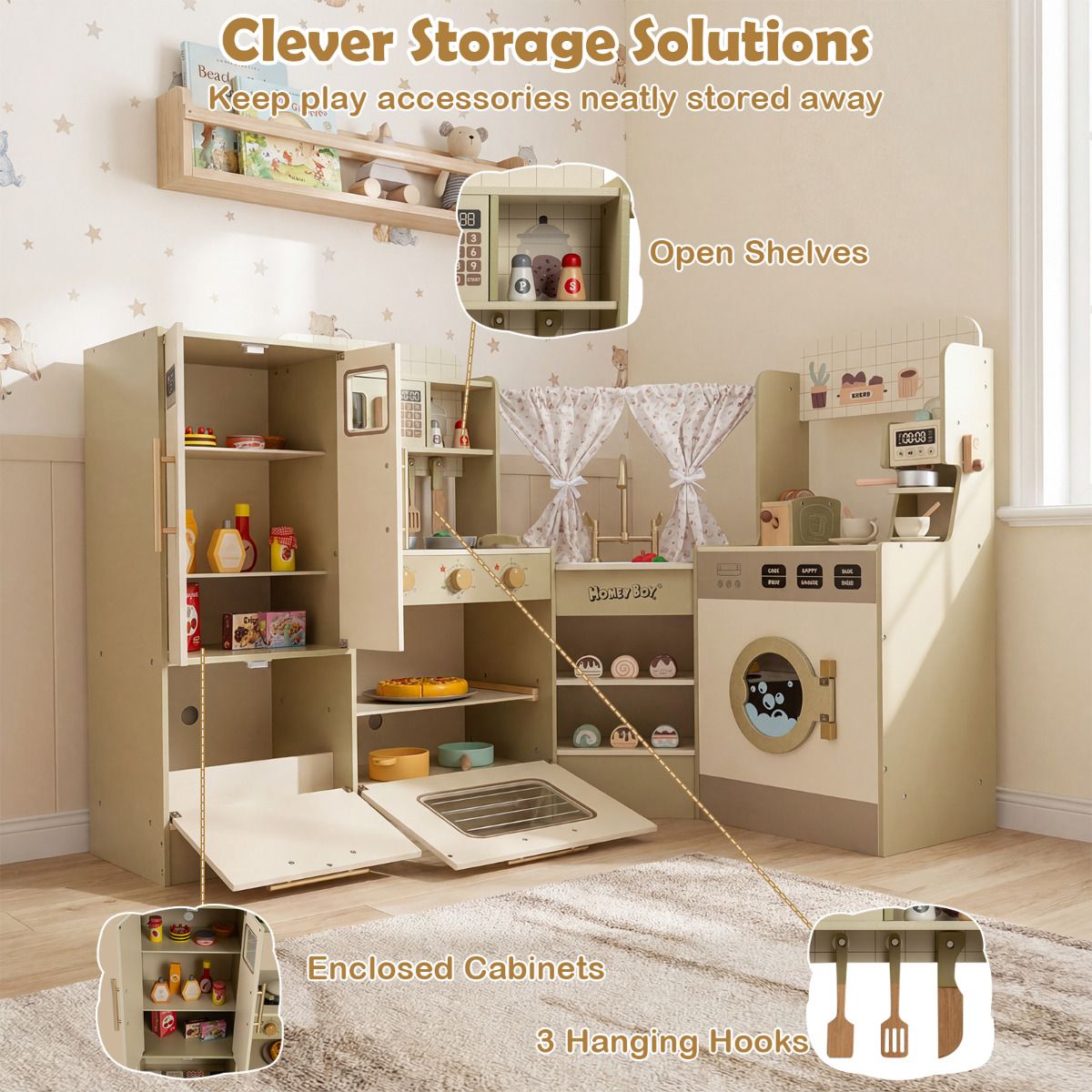 Green Corner Play Kitchen | Faucet Dishwasher Stoves & 21 Pieces