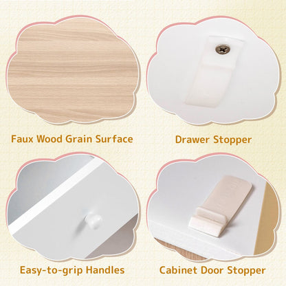 Kids Desk Chair Set Natural White | 2 Cabinets 2 Drawers Cork