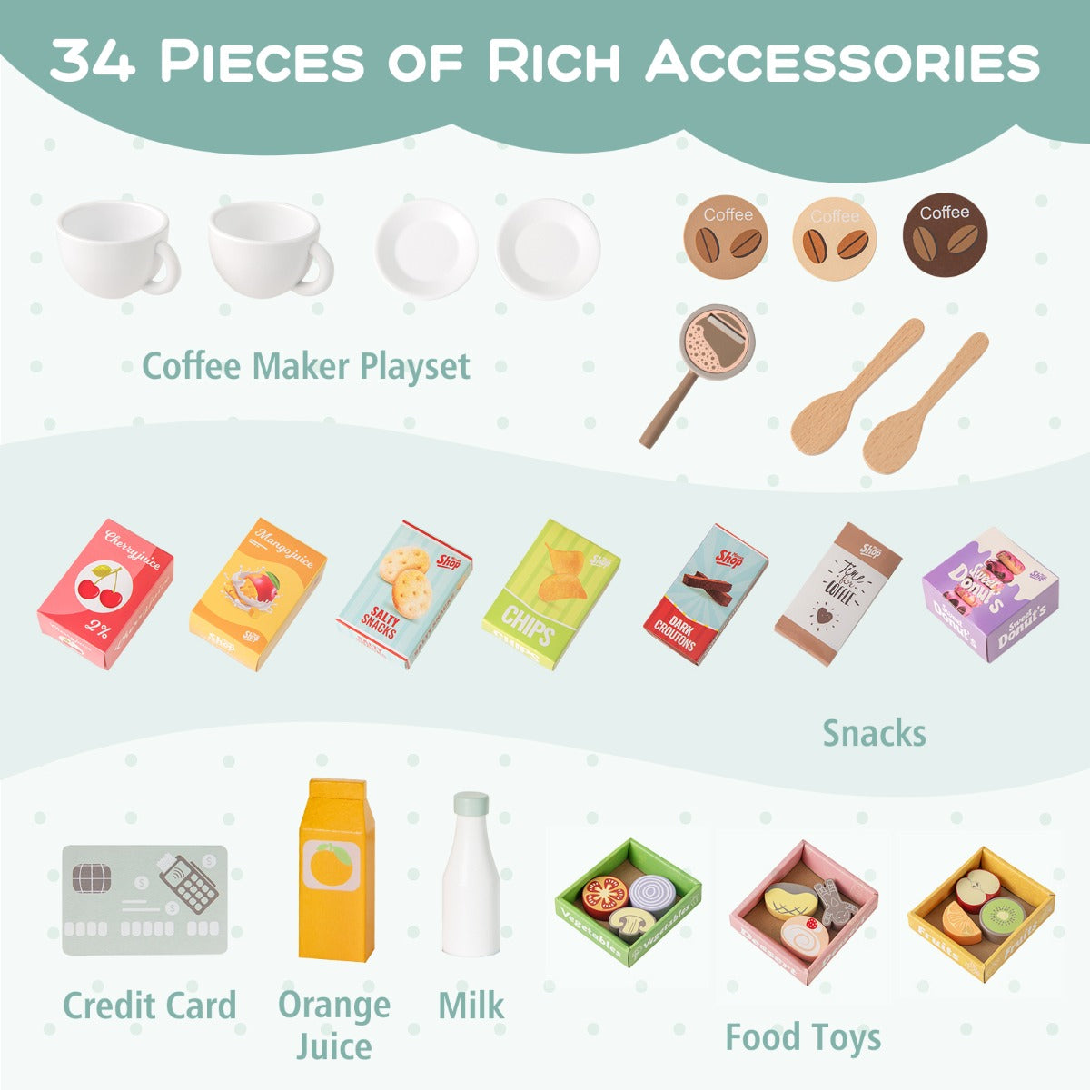 Green Wooden Grocery Store Playset | Vending Machine & Cashier