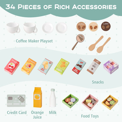 Green Wooden Grocery Store Playset | Vending Machine & Cashier