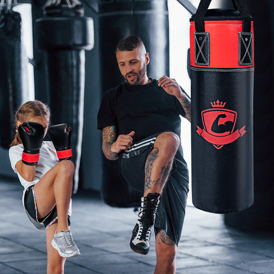 Kids Black Punching Bag Set | Gloves Wraps Storage Bag