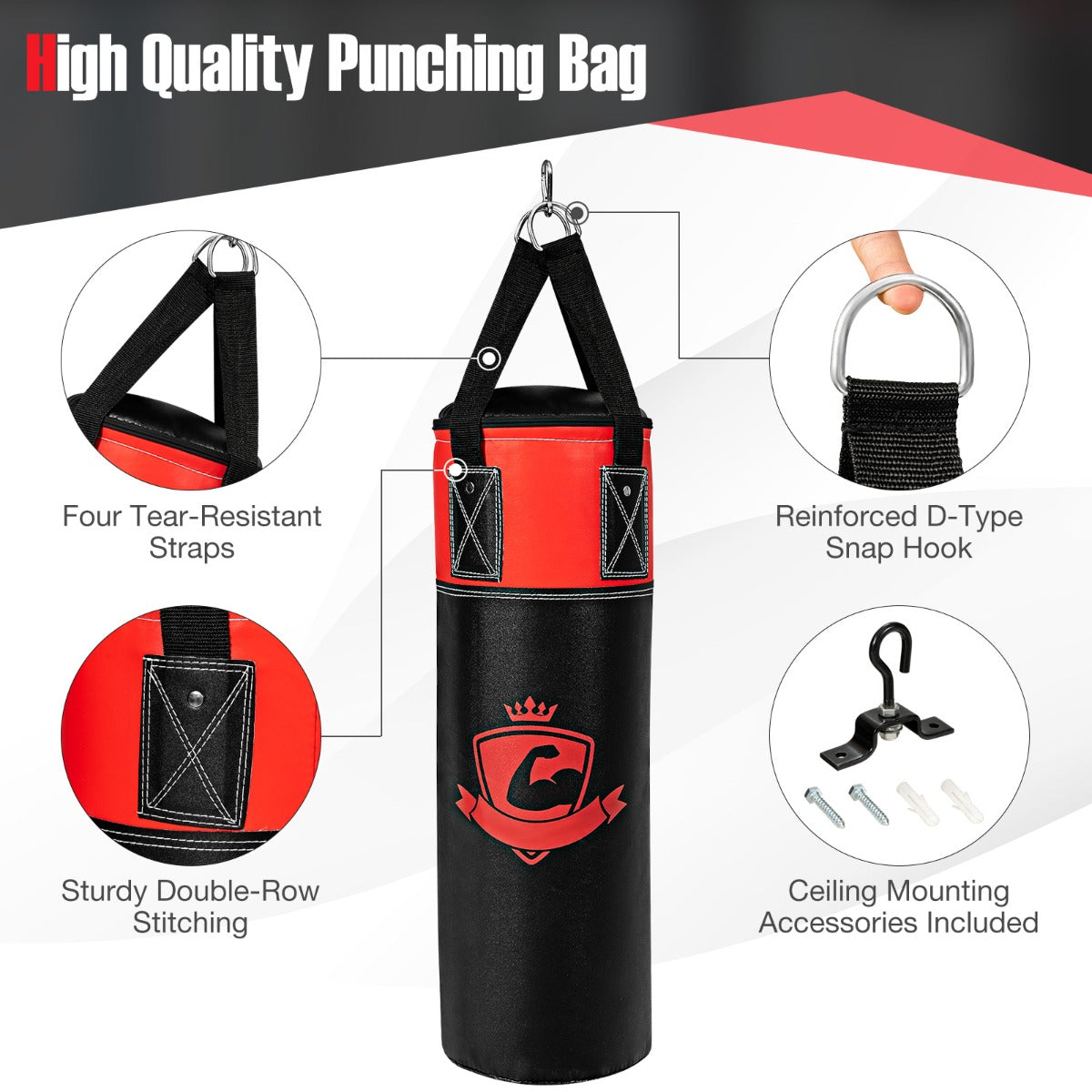 Kids Black Punching Bag Set | Gloves Wraps Storage Bag