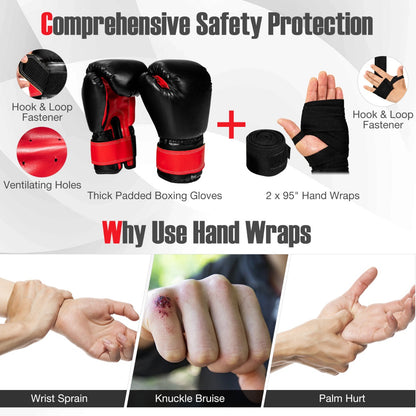 Kids Black Punching Bag Set | Gloves Wraps Storage Bag
