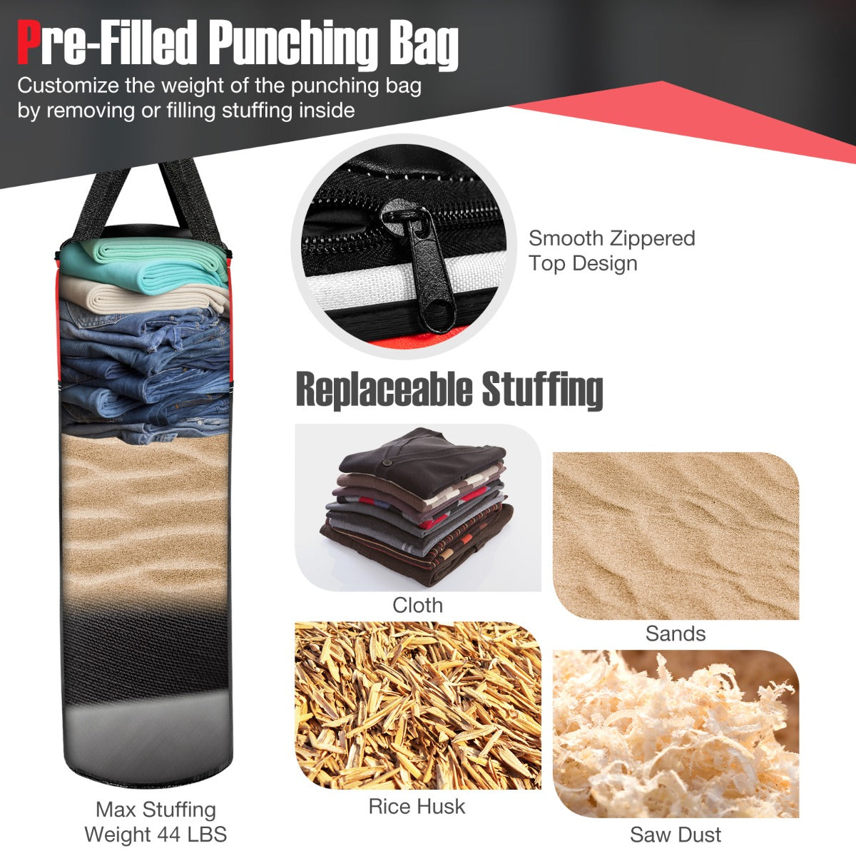 Kids Black Punching Bag Set | Gloves Wraps Storage Bag