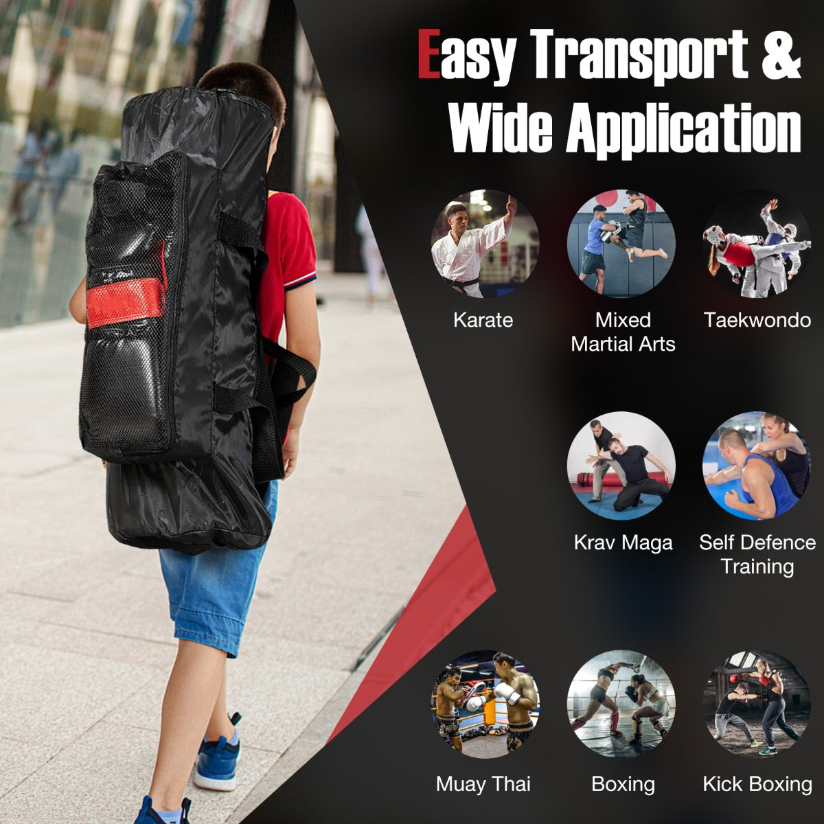 Kids Black Punching Bag Set | Gloves Wraps Storage Bag