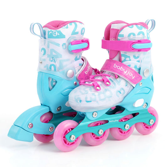 Kids Inline Skates Light Up Wheels Adjustable Size Blue S | Beginners
