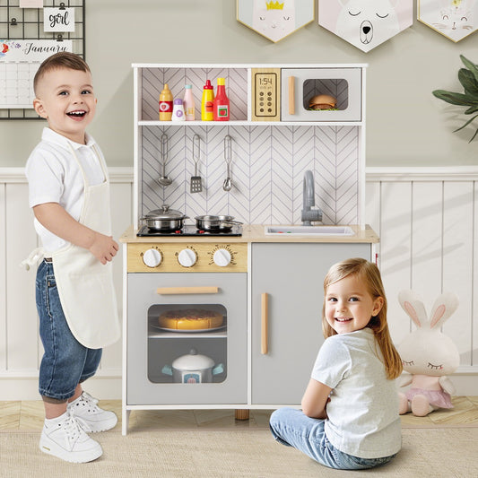 Kids Kitchen Playset with Lights and Sounds-White
