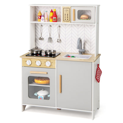White Kids Kitchen Playset | Lights Sounds Storage | 3+ Years