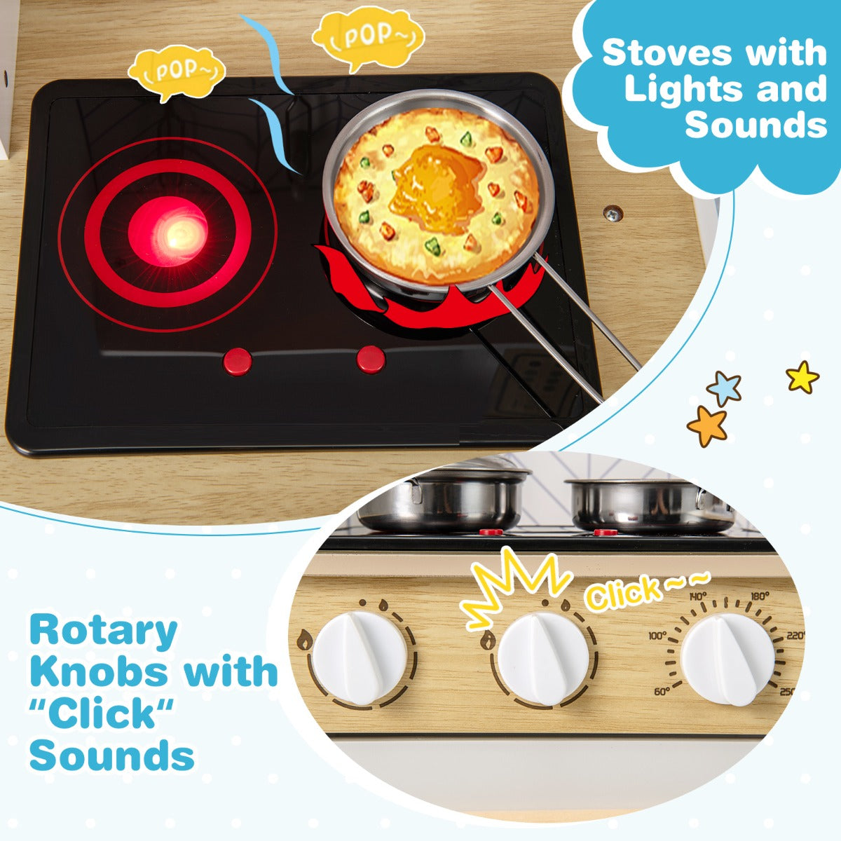 White Kids Kitchen Playset | Lights Sounds Storage | 3+ Years