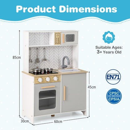 White Kids Kitchen Playset | Lights Sounds Storage | 3+ Years