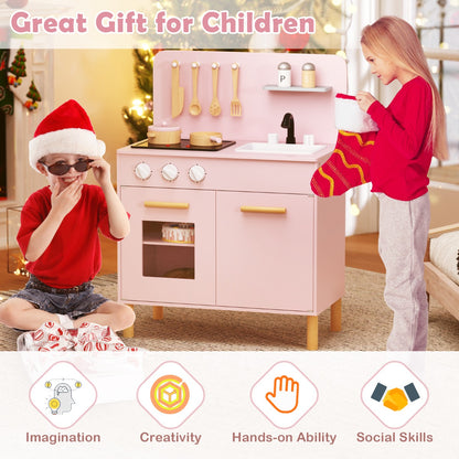 Pink Kids Kitchen Playset | Light Up Stove & Cooking Toys 3+