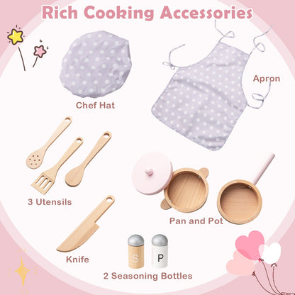 Pink Kids Kitchen Playset | Light Up Stove & Cooking Toys 3+