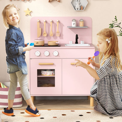 Pink Kids Kitchen Playset | Light Up Stove & Cooking Toys 3+
