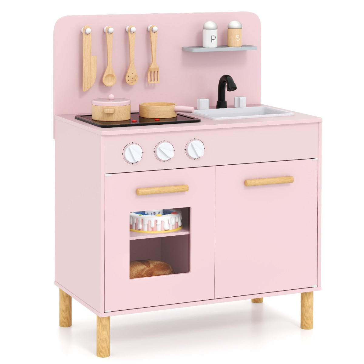Pink Kids Kitchen Playset | Light Up Stove & Cooking Toys 3+