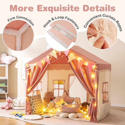 Pink Play Tent House | 2 Doors Star Lights | 3-4 Kids Space