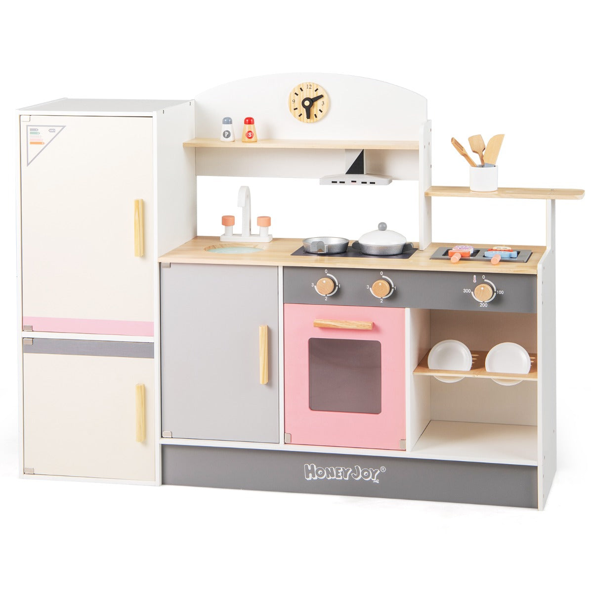 Kids Little Chef Play Kitchen | Wooden Set with Fridge & Stove