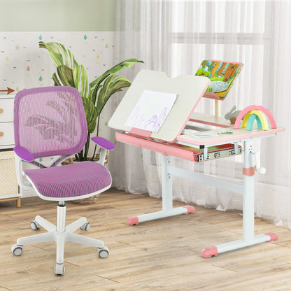 Purple Kids Mesh Rolling Desk Chair | Adjustable Height