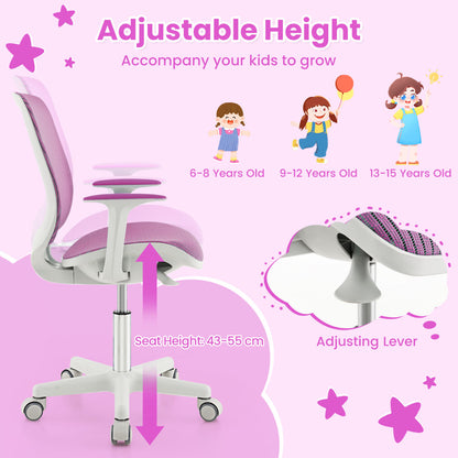 Purple Kids Mesh Rolling Desk Chair | Adjustable Height