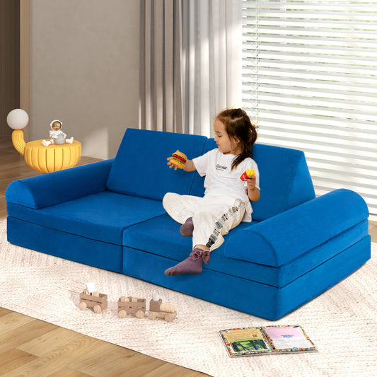 Kids Blue Modular Convertible Foam Sofa | Machine Washable