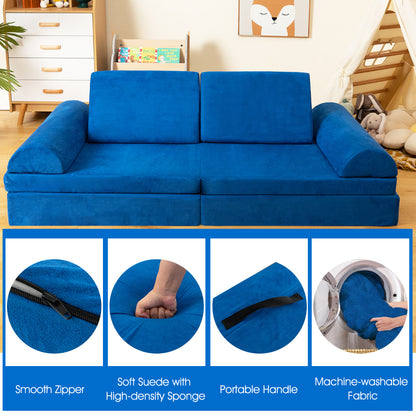 Kids Blue Modular Convertible Foam Sofa | Machine Washable