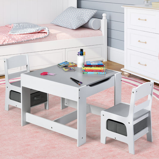 3-in-1 Kids Activity Table Set | Storage, Dual-Sided Top for versatile play. Ideal for home learning.