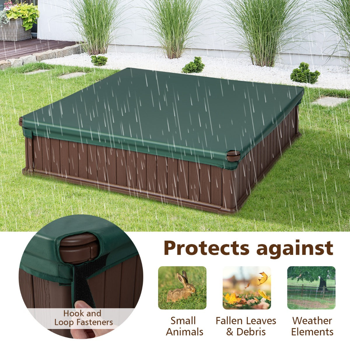 Kids Outdoor Sandbox | Brown 4-Seat Play Area with Cover