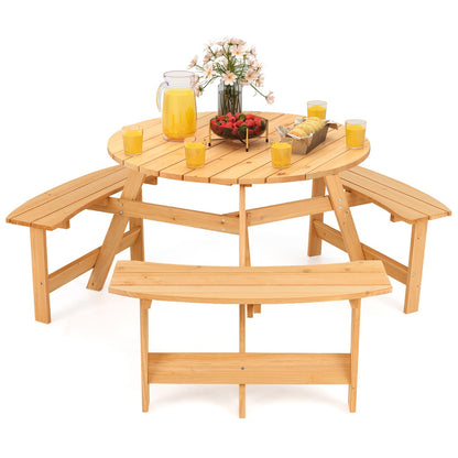 6 Person Kids Outdoor Wooden Picnic Table | Natural Set