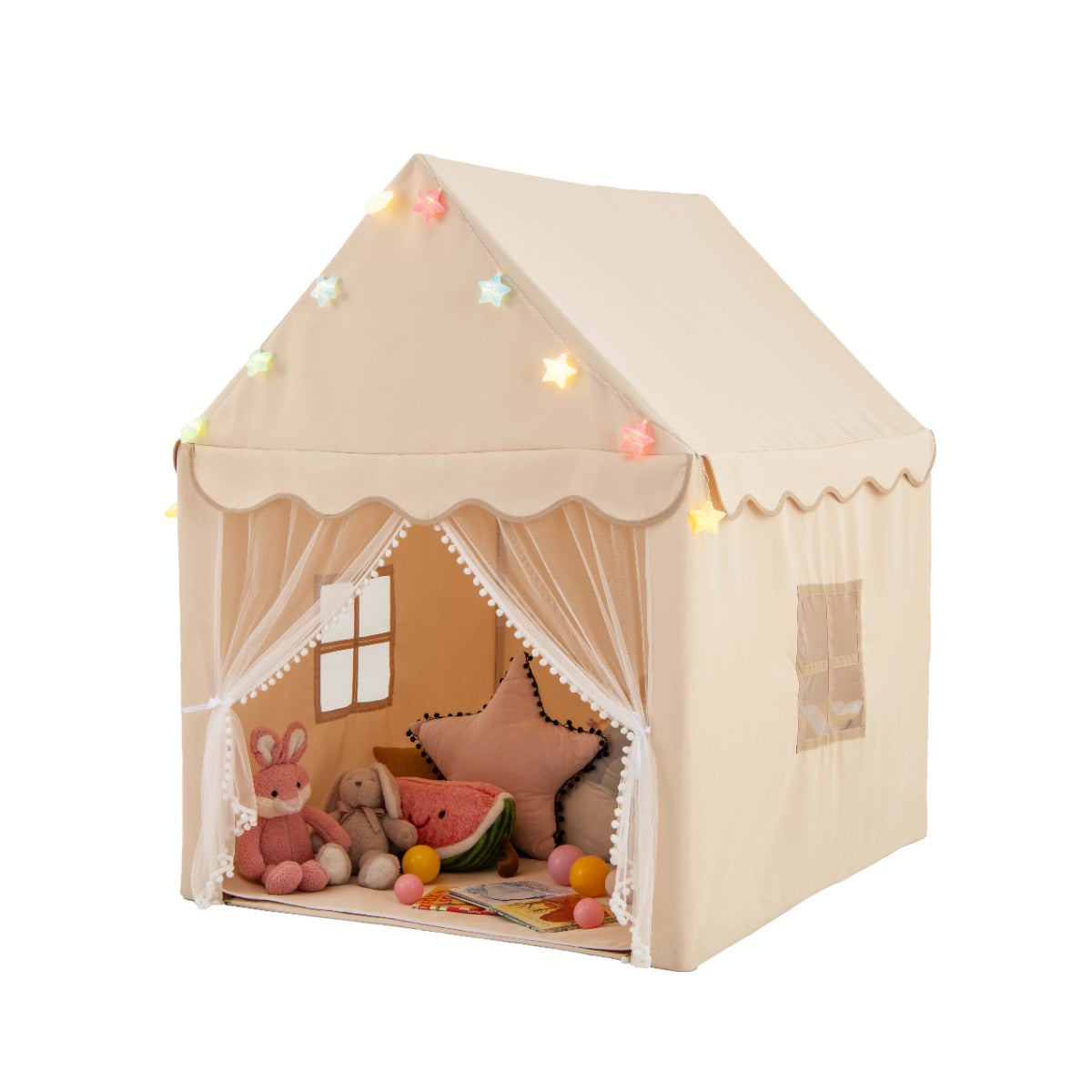 Kids Castle Playhouse Tent with Lights and Mat for indoor/outdoor imaginative play