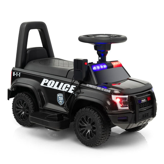 Kids Ride On Police Car | Black Electric Vehicle with Megaphone