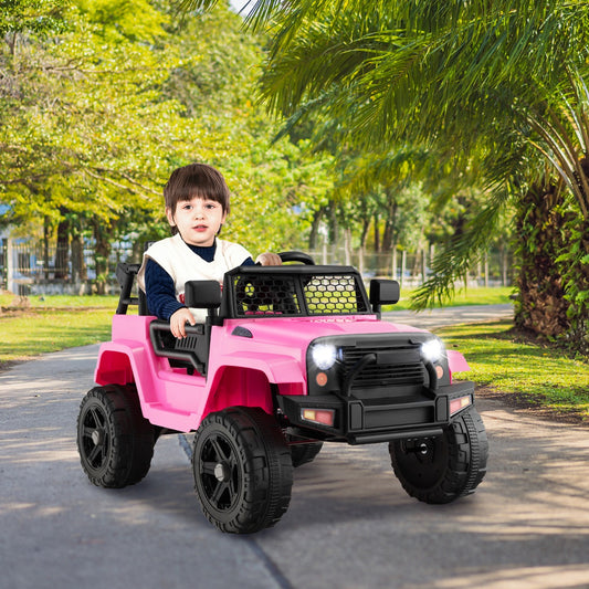 Kids 12V Electric Ride-On Truck in Pink with Remote Control, Ideal for Home Fun