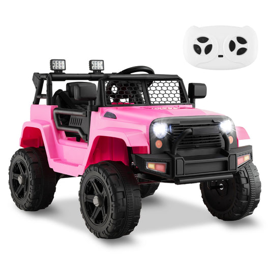 Kids 12V Electric Ride-On Truck in Pink with Remote Control for Home Adventures