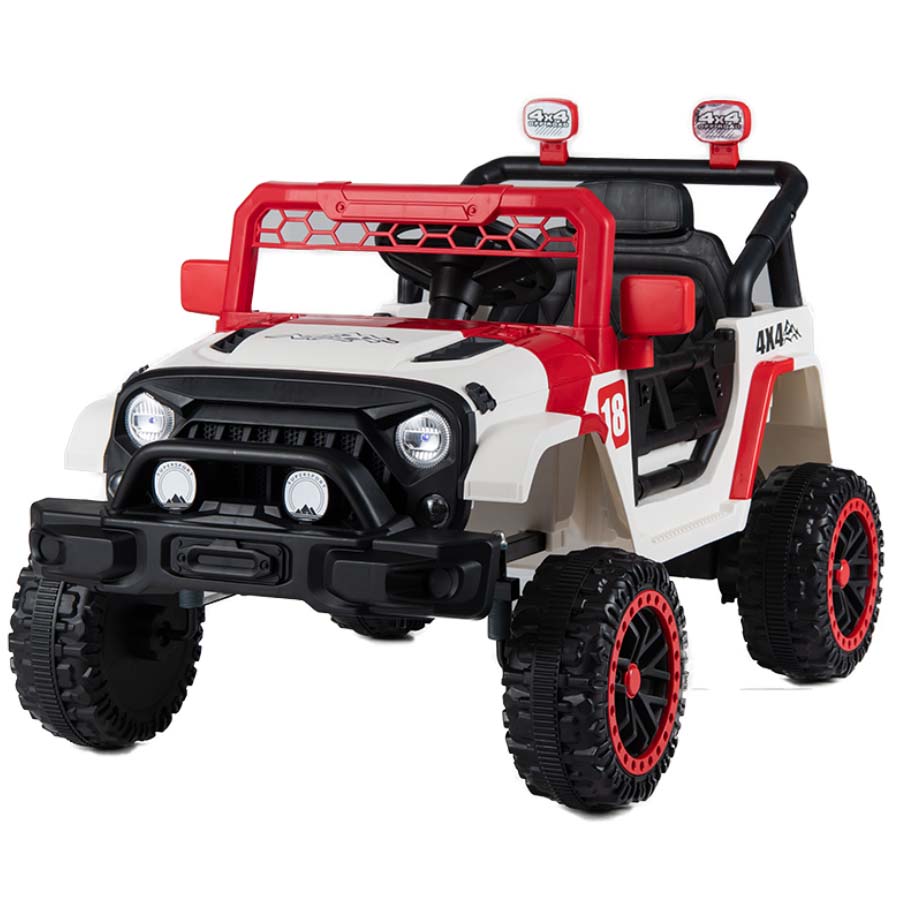 Costway 12V Kids Ride on Truck with Remote Control 3 Speeds and LED Lights-Red