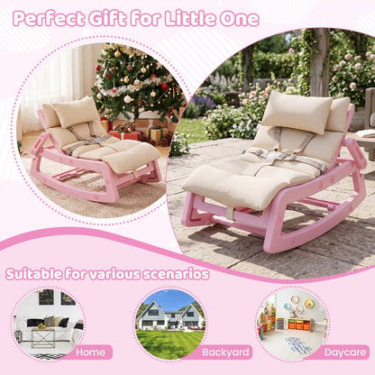 Pink Kids Rocking Chair | Adjustable Backrest & Washable Cushion