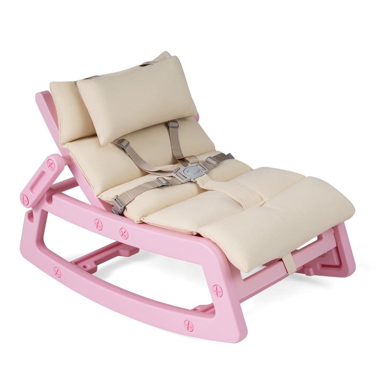 Pink Kids Rocking Chair | Adjustable Backrest & Washable Cushion
