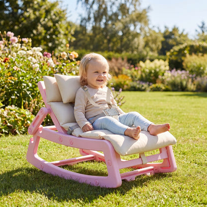 Pink Kids Rocking Chair | Adjustable Backrest & Washable Cushion