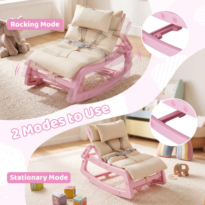Pink Kids Rocking Chair | Adjustable Backrest & Washable Cushion
