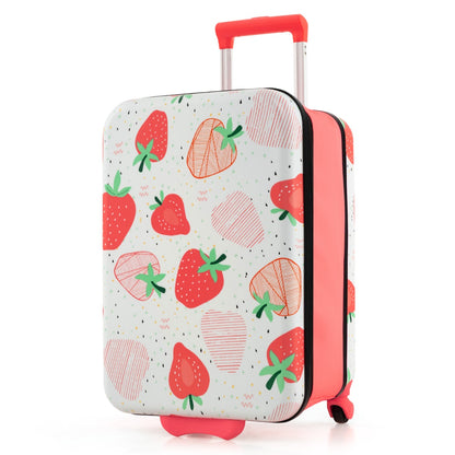 Kids 20 Pink Dinosaur Carry-On Suitcase | Foldable, hardshell with wheels for travel convenience.