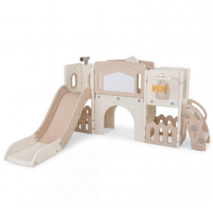 Grey Kids Slide Playset | Basketball Hoop Music Box 9-in-1