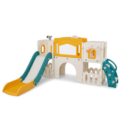 Yellow Kids Slide Playset | Basketball Hoop Music Box 9-in-1