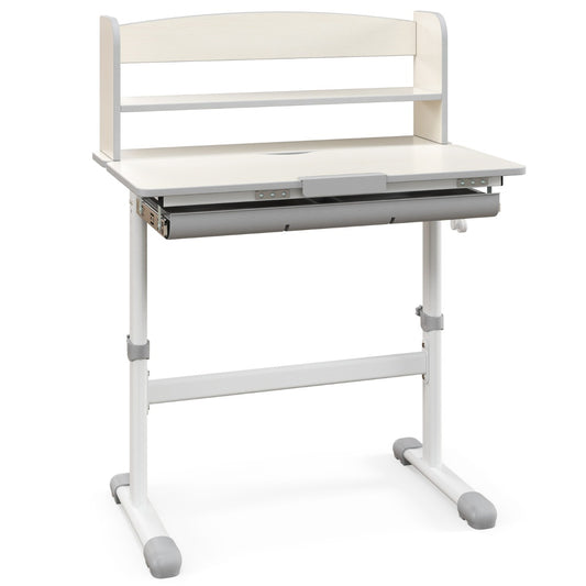 Adjustable kids study desk with storage, perfect for ages 3-12, optimizing home learning setup.