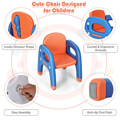 Kids Table And Chair Set | Dinosaur Design With Storage Orange