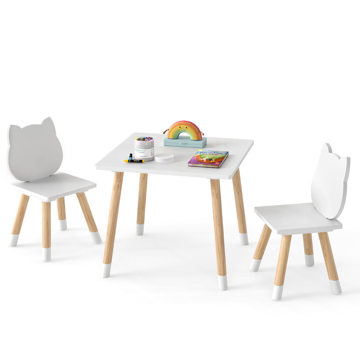 White Pine Wood Kids Table And Chair Set | Toddler Furniture