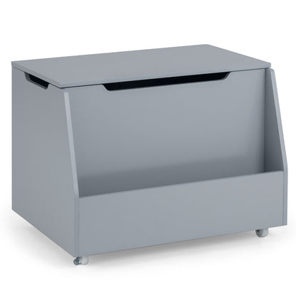 White Wooden Toy Box with Wheels | Mobile Storage Organizer