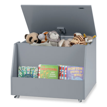 White Wooden Toy Box with Wheels | Mobile Storage Organizer