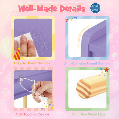 Purple Kids Vanity Set | LED Mirror & Makeup Storage Table