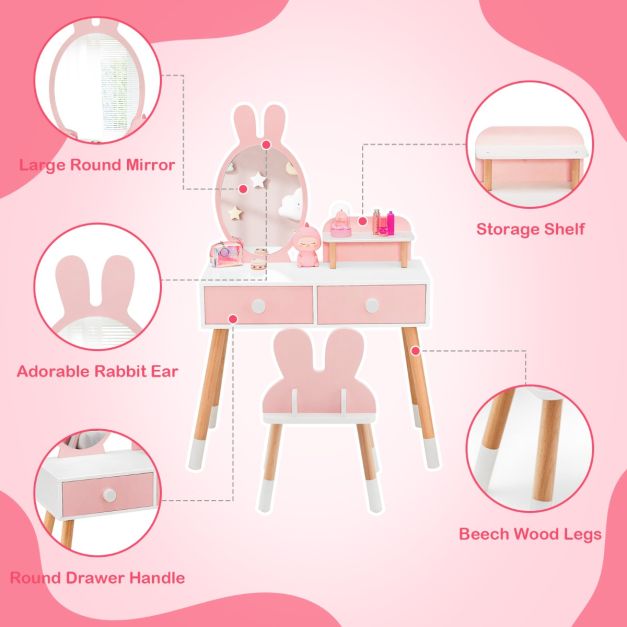 Kids Princess Vanity Desk | 2-in-1 Makeup and Writing Table for imaginative play and learning