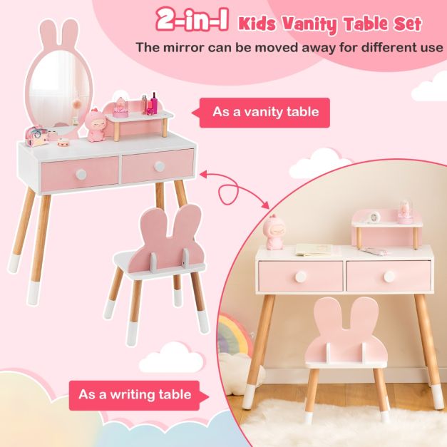 Kids 2-in-1 Princess Vanity Desk Set - Ideal for pretend play and writing activities.