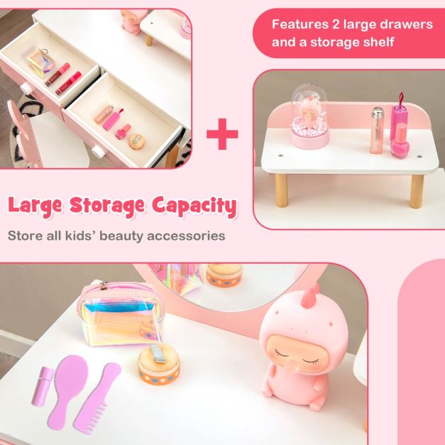 Kids Princess Vanity Desk | 2-in-1 makeup and writing table, perfect for imaginative play.