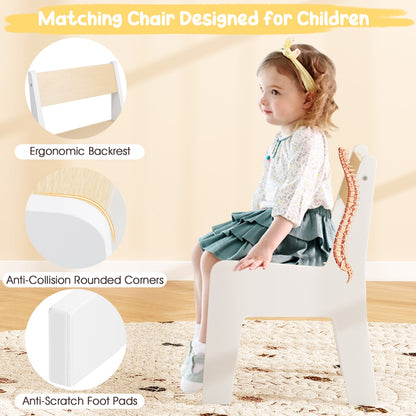 3 In 1 White Kids Wood Table Chair Set | Detachable Tabletop