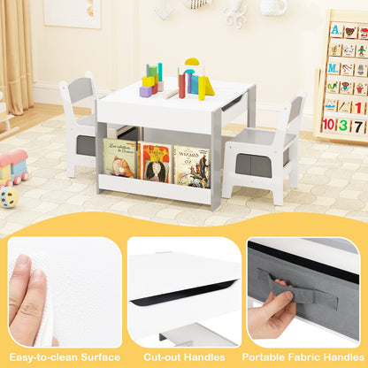 Kids Wooden Activity Table | Grey Dual-Surface & Storage